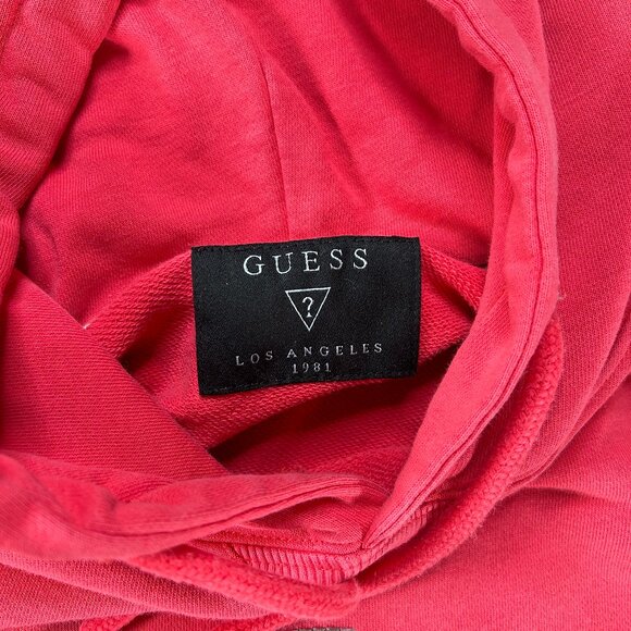 Guess LA Hooded Sweatshirt Men's Medium Pink-ish Red Logo Preppy Casual - Picture 6 of 11
